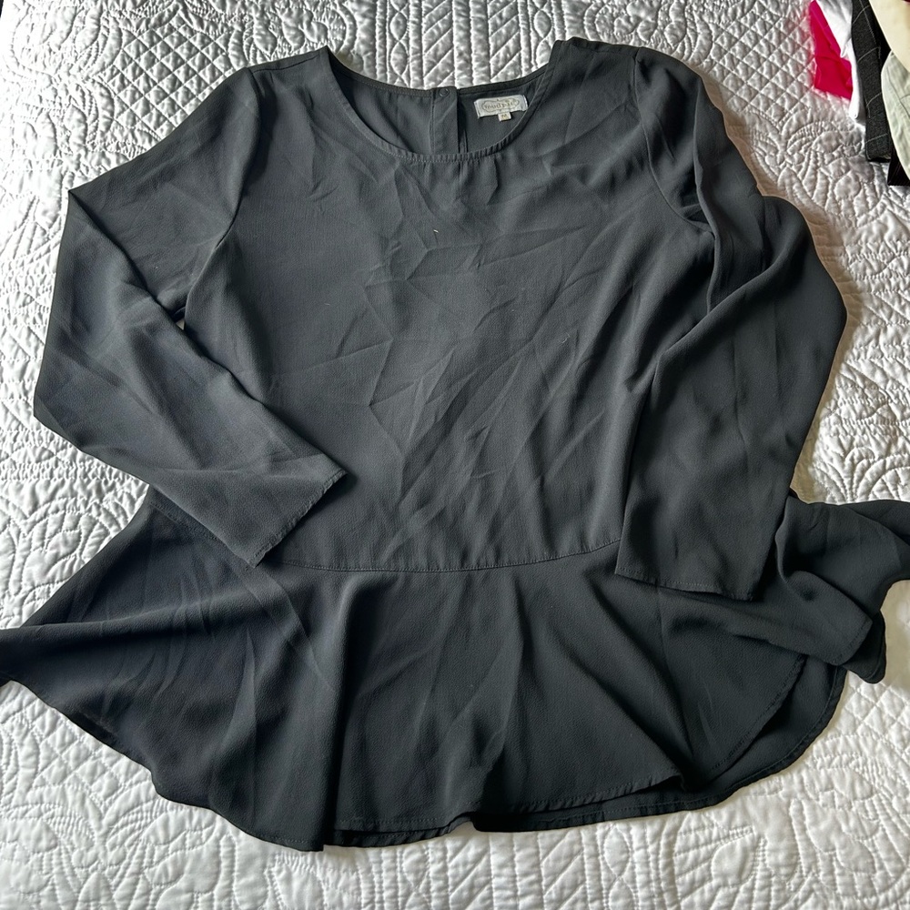 MUD PIE Black Ruffle Blouse